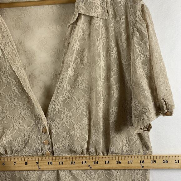 Apt 9 Womens Y2K Sheer Lace Babydoll Top Sz 1X Ivory Boho Romantic Victorian - Picture 6 of 12